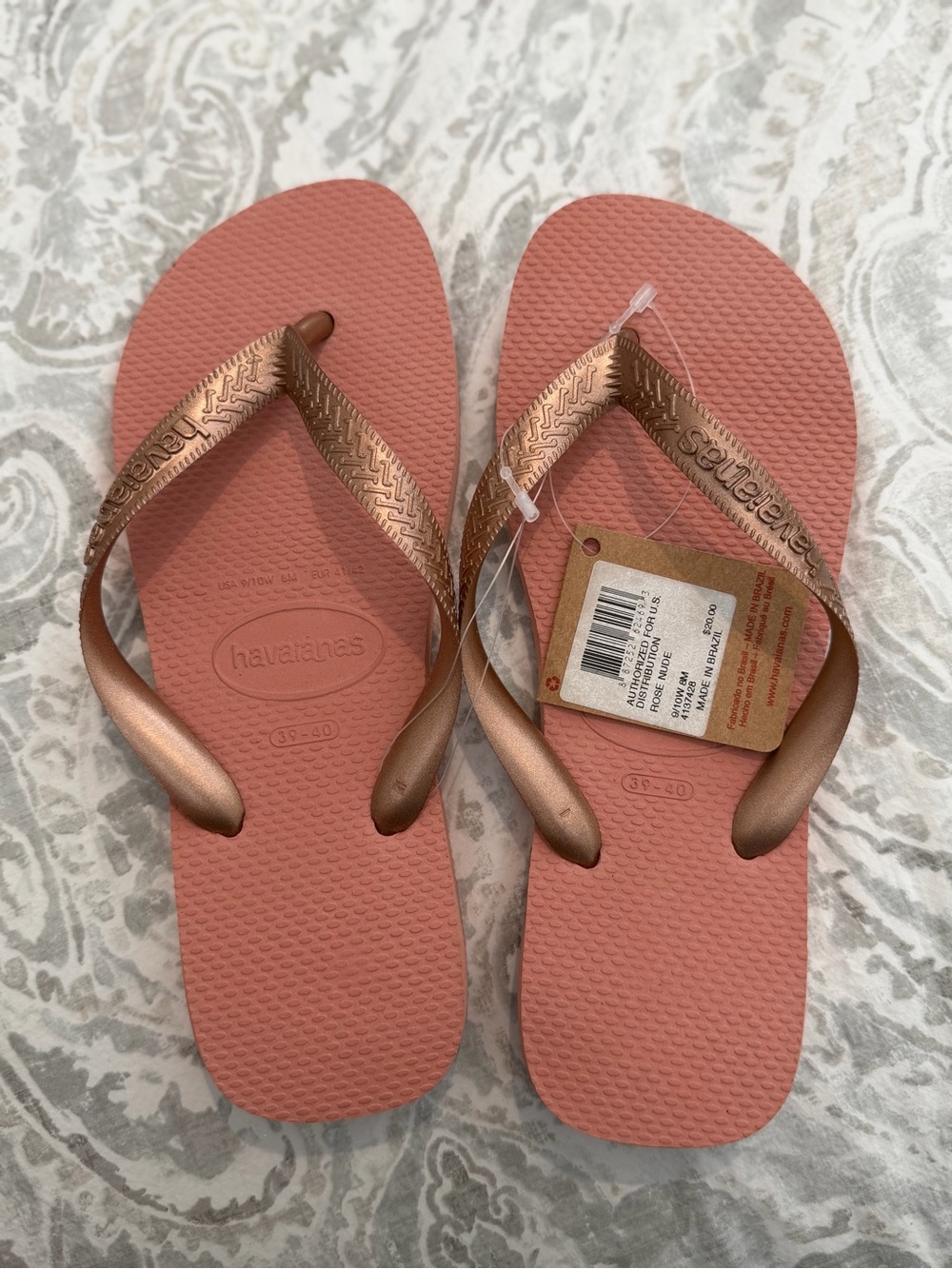 Havaianas Women’s Flip Flops - Rose Pink with Metallic Bronze Straps